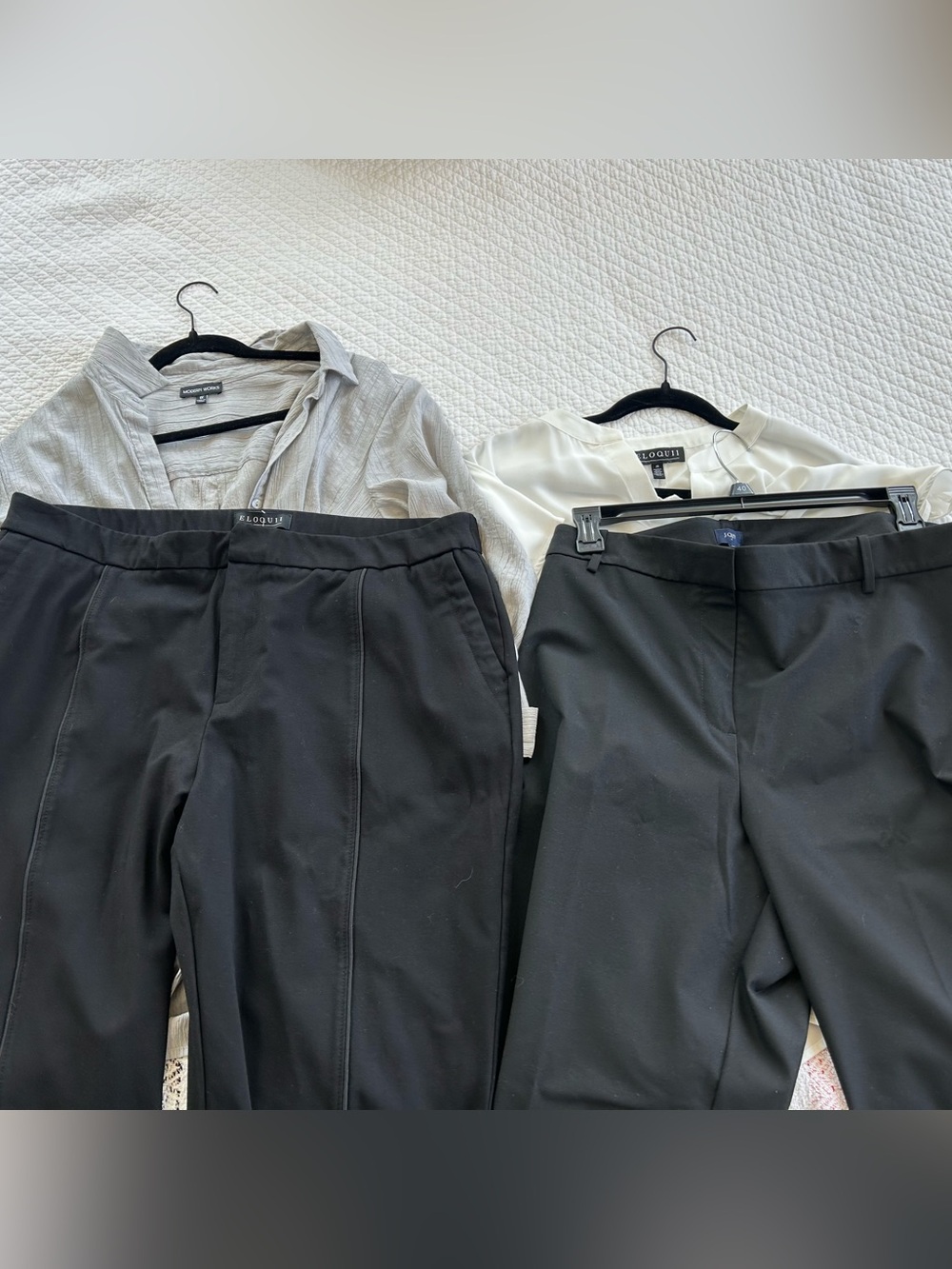Black Dress Pants Pair with Neutral Blouses